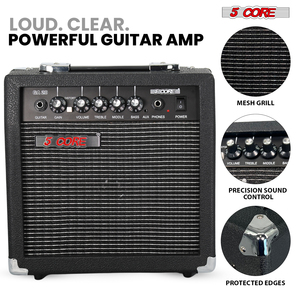 Amplificador de Bajo Eléctrico de 5 Núcleos, Modelo GA 20 BLK NW, 20W, Portátil, Mini, de Pie, con Altavoz Integrado de 6.5 Pulgadas, Entrada Auxiliar y Conector para Auriculares - Product Image 6