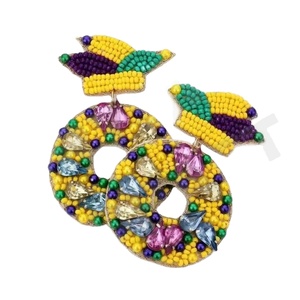 Pendientes con cuentas de labios de Mardi Gras para mujer, color patriótico naranja blanco azul para boda o Día de los Caídos - Product Image 1