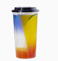 Tutup Gelas Bubble Tea Sekali Pakai PP 2 Kompartemen Transparan 500ml 700ml Minuman Dingin Logo Kustom 98mm