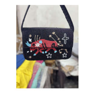 <b>For</b> <b>Green</b> Beaded <b>Clutch</b> <b>Bag</b> Cotton Lining Fashion Durable Single Animal Print Stripes Hand Embroidery Magnetic Cross-Body - Product Image 5