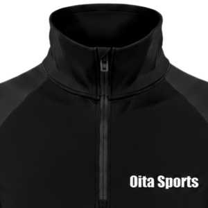 <b>Women</b> Quarter Zip Athletic <b>Top</b> <b>Black</b> <b>Long</b> <b>Sleeve</b> Fitted Sports Training Shirt High Collar Thumbhole Performance Activewear - Product Image 6