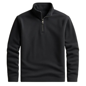 Men's Women's Minimalist Half Zip Sweatshirt Oversized <b>Mock</b> <b>Neck</b> Plain Grey Cotton Custom Logo <b>Top</b> - Product Image 1
