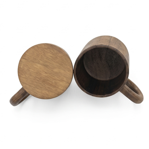 Teakwood FSC 100% Natural Solid Wooden Mug with Wood Lid Eco Friendly Rustic Tea <b>Cup</b> Handmade Portable Custom Logo <b>Personalized</b> - Product Image 1
