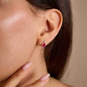 Elegant Birthstone Teardrop Ruby <b>Emerald</b> <b>Stud</b> Earrings 925 Sterling Silver 14K Gold Plated Custom Jewelry For Women Gift - Product Image 6