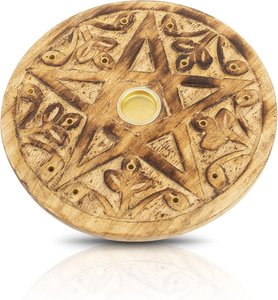 Porte-encens décoratif en bois avec motif étoile sculpté sur mesure, brûleur de parfum artisanal pour intérieurs modernes - Product Image 3