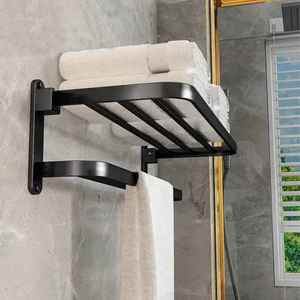 Porte-serviettes mural en chrome de qualité supérieure pour salle de bain, étagère de rangement, support à double barre de suspension, organisateur en métal robuste - Product Image 5