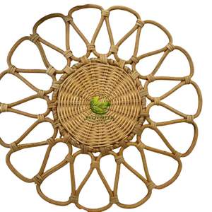 Set de table rond en rotin fait main, tapis de table tissé, décoration murale bohème, résistant à la chaleur, décoration de la maison, cadeau - Product Image 4