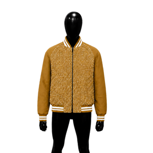 LUXURY GOLD <b>ZIP</b> <b>UP</b> <b>JACKET</b> FOR MEN PREMIUM STYLE FASHIONABLE Casual Style Polyester Cotton Blend Autumn Wear Turn-down Collar Reg - Product Image 1