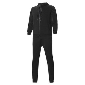 Custom Men’s Solid Black Slim Fit Tracksuit Set Casual Full <b>Zip</b> <b>Hooded</b> Sweatsuit OEM Sportswear Two-Piece Jogging Suit - Product Image 1