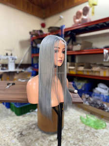 100% Color gris vietnamita crudo 18 pulgadas hueso recto pelucas de cabello humano doble dibujado proveedor de longitud larga - Product Image 5