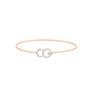 Rose Gold Lab Grown Diamond Double Circle Open Bangle Bracelet - Product Image 1