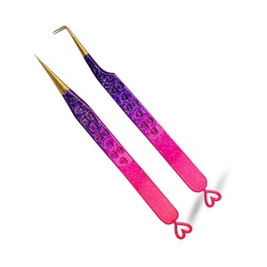 Ensemble de pinces à cils pour extensions de cils, pinces à cils en fibre pour volume avec pointes courbées et angulées de précision, professionnelles - Product Image 2