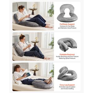 Cuscino da Lettura a U di Grandi Dimensioni in Morbido Velluto Lavorato a Maglia, Cuscino Poggiatesta Lavabile, Comodo per Posizione Seduta - Product Image 5