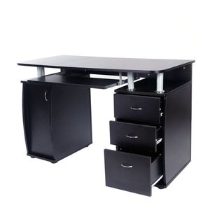 <b>Black</b> 15mm MDF Portable <b>Computer</b> <b>Desk</b> 1pc Door with 3pcs Drawers-a Convenient 'Box' Solution - Product Image 5