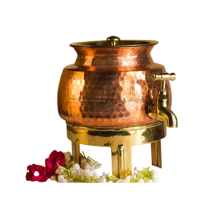 Copper Water <b>Dispenser</b> with Glass Body and Stone Design for Outdoor Use with Tap and Lid Copper Water <b>Dispenser</b> - Product Image 4