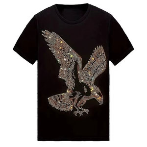 T-shirts pour hommes en coton 100% de haute qualité avec strass, manches courtes, impression par sublimation, séchage rapide, respirant, coupe classique - Product Image 1
