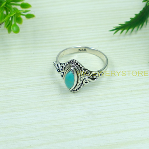 Pure 925 Sterling Silver Arizona <b>Turquoise</b> <b>Ring</b> for Women Natural Kingman Arizona <b>Turquoise</b> Handmade Vintage Boho Jewelry for - Product Image 3