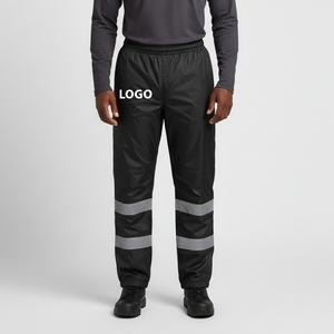 Pantalon de travail imperméable pour homme, haute visibilité, réfléchissant, avec LED clignotantes, en polyester de qualité supérieure, noir, personnalisable - Product Image 1