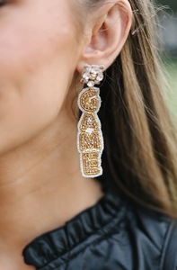 Custom Beaded Game Day Hoop Earrings College Football Team Spirit for Women's Trendy <b>University</b> Fans Sorority <b>Gifts</b> - Product Image 2