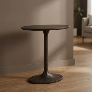 Modern <b>Round</b> <b>Coffee</b> <b>Table</b> Solid Wood <b>Walnut</b> Midcentury Design Living Room Furniture - Product Image 2