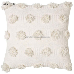 Housses de coussin bohème indiennes en laine pour coussins de sol à motif de franges marocains 100% taie d'oreiller en coton - Product Image 4