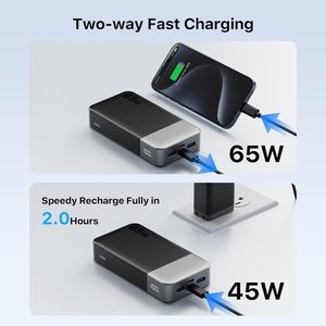 NOBIS <span class=keywords><strong>Power</strong></span> <span class=keywords><strong>Bank</strong></span> 65W 20000mAh com Display Digital, Carregamento Rápido Dual USB-C/USB-A para Laptop, Telefone, Tablet, Ideal para Viagens - Product Image 3