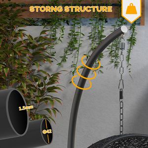 Modern Design Hanging <b>Hammock</b> Chair Stand 40.2 X 76.8 Black Steel/Metal Sturdy Outdoor Relaxation for Camping - Product Image 4