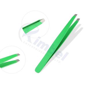 Pinzas para cejas de Punta inclinada recta de acero inoxidable de alta calidad para depilación personalizadas con logotipo - Product Image 4