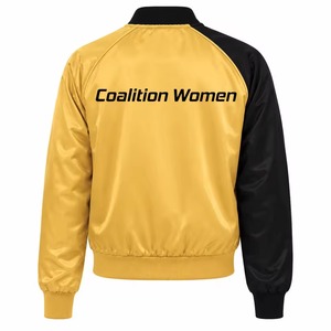Veste universitaire noire et dorée contrastante en satin pour femme NCBW Sorority, avec boutons-pression sur le devant, col et poignets en tricot côtelé, style universitaire - Product Image 6