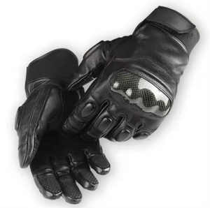 <b>Motorcycle</b> Full Finger Leather Gloves Carbon Fiber Lightweight Breathable Non-Slip Hand <b>Grips</b> Palm Guard Long Finger Motorbike - Product Image 1