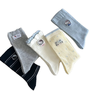 <b>Socks</b> for Women Sweet and <b>Cute</b> Embroidered Kitty <b>Socks</b> Spring and Summer Lace Double Cuff Korean Style Women's <b>Socks</b> - Product Image 5