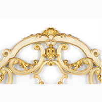 Tête de lit Queen en bois sculpté à la main, finition dorée, demi-lune, éclairée, hauteur réglable, artisanale, pour appartement et hôtel
