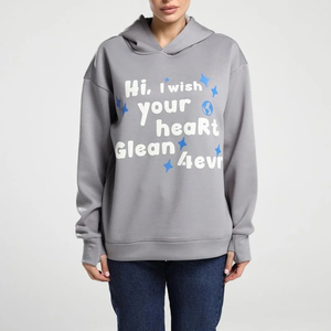 Hoodie surdimensionné personnalisé imprimé en relief, style streetwear, coupe courte, unisexe, pour hommes et femmes - Product Image 1