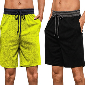 Shorts pour homme en coton 100% écologique, couleur unie, séchage rapide, taille élastique avec poches, vêtements décontractés gris noir - Product Image 2