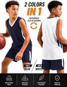 Camiseta de Baloncesto para Niños, Sin Mangas, Cuello en V, Color Sólido, Malla de Poliéster que Absorbe la Humedad, Ajuste Regular para Todas las Temporadas - Product Image 6