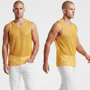 Camiseta sin mangas de malla transparente para hombre, cuello cuadrado, informal, ligera, sexy, para la playa - Product Image 1