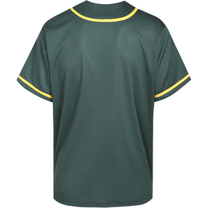 Maillot de baseball tendance unisexe vert et jaune, manches courtes, boutons sur le devant, en polyester anti-humidité, pour adulte, toutes saisons - Product Image 2