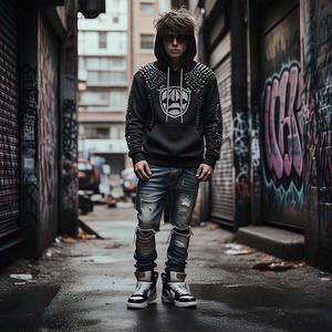 เสื้อฮู้ดแบบสวมศีรษะสำหรับผู้ชายกระดุมพลอยเทียมทำจากผ้าฝ้าย100% เทอร์รี่ฝรั่งเศสทนทานและน้ำหนักเบาออกแบบได้ตามต้องการ - Product Image 2