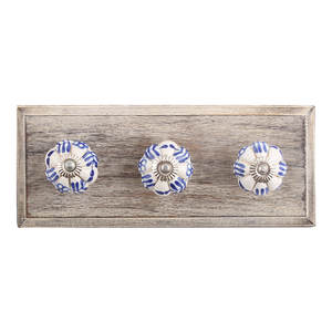 Gancho de Pared de Madera y Cerámica Hecho a Mano, Color Azul y Blanco, Resistente, para Colgar Abrigos, Sombreros, Bolsos, Toallas, Gancho Decorativo para el Hogar - Product Image 1