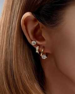 ต่างหูเพชรทรงกลม 1.01 กะรัต แบบคลาสสิก สไตล์อาร์ตเดโค ทองคำแท้ 14K เครื่องประดับชั้นดีสำหรับผู้หญิง ของขวัญสำหรับงานปาร์ตี้สไตล์วินเทจ - Product Image 3