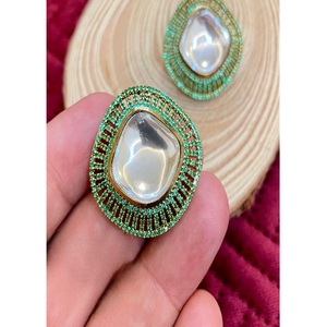 <b>Beautiful</b> Premium Quality Brass Silver Plated Zircon Charm <b>Earrings</b> Stylish Trendy Look for Women And Girls Wedding Collection - Product Image 2