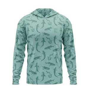 Sudadera de Pesca de Manga Larga para Hombre, Estampado de Tiburón por Sublimación, Protección UPF 50, Ropa de Poliéster de Secado Rápido - Product Image 5