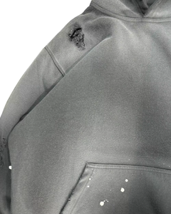 Sudadera con capucha unisex blanca sólida con cremallera, estilo vintage desgastado, rasgada, de forro polar, estilo streetwear, talla grande - Product Image 5