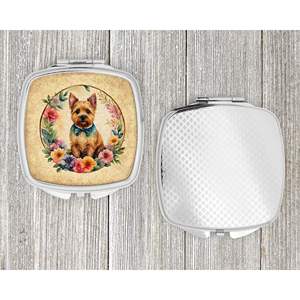 Norwich Terrier Fleurs Miroir de maquillage de voyage compact Cadeau de conception de poche pliant pour femmes et filles - Product Image 4