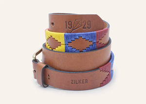 Handmade Argentinian Polo <b>Belt</b> Leather Brown Embroidery Blue Beige <b>Red</b> - Product Image 3