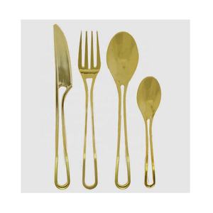 Portugal Western <b>Gold</b> Fork Spoon <b>Cutlery</b> Fabulous Modern Long Thick Handle Steel Knives and Spoon Fork <b>Cutlery</b> <b>Set</b> - Product Image 1