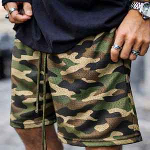 Custom Logo Solid Summer High Street Style Men's Mesh Shorts 5-inch Double <b>Layer</b> Quick Dry Breathable Elastic Waistband - Product Image 3