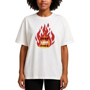 Camiseta con estampado de fuego para mujer, camiseta de verano de color blanco para mujer, camiseta de manga corta de algodón 100% para mujer, hecha en Bangladesh - Product Image 1