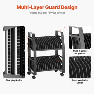 Carrello di ricarica mobile da pavimento per 32 dispositivi, stazione di ricarica aperta per laptop fino a 15,6 pollici, ideale per ufficio e aula - Product Image 3