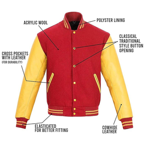 Men's Premium Quality Best Selling Varsity <b>Jacket</b> Customized Genuine Leather Material Hot Selling <b>Winter</b> - Product Image 2